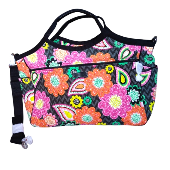 Vera Bradley Retired Ziggy Zinnia Carryall Travel Multicolor Tote Bag - Picture 2 of 12